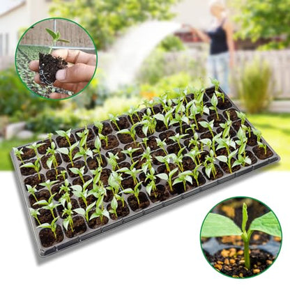 RooTrimmer 10 Pack 1020 Seed Starter Trays and 10 Pcs 72 Cell Plug Trays, Thick Durable Seedling Plastic Nursery Tray for TD538 1020 Tray Germination (10 Sets) - size: 72 Cells-shallow