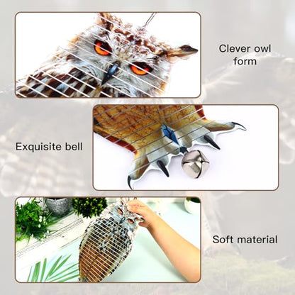 2-in-1 Metal Wind Spinners with Double Sided Owl Picture Bird Reflector for Window, Outdoor Patio, Garden, Farm (1, 12x5.6 in) - size: 12x5.6 in