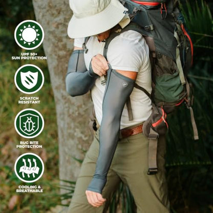 FARMER'S DEFENSE Gardening Arm Sleeves|UV Cooling Protective Sleeve Women & Men|Anti-Scratch Cover Sun UPF Outdoor Protection - Heather Green - XS - color: Heather Green, size: X-Small