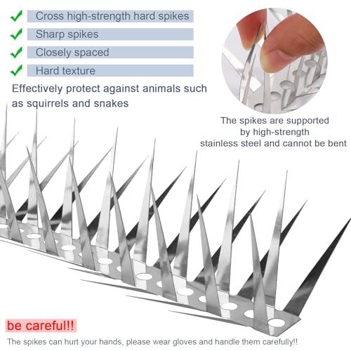 Bird Spikes 65 FT Anti Climb Spikes Stainless Steel Bird Squirrel Deterrent - size: 65 FT