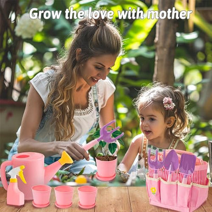 JOI MEW Gardening Tool Set for Kids with Metal Tools and Watering Can