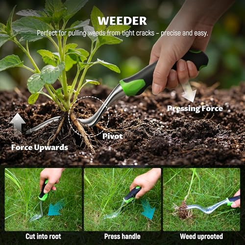 Gardening Tool Set, Heavy Duty Aluminum Alloy Hand Tools, Ergonomic Handle Design, Ideal Gardening Gifts for Women, Men, Mom and Dad