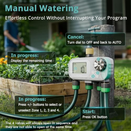 QUOBAS Sprinkler Timer for Garden Hose, Programmable Brass Water Timer - size: Sprinkler Timer 4 zone