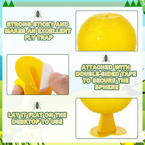 Qualirey 10 Set Fruit Fly Sticky Trap Balls Fungus Gnat Killer, Yellow - color: Yellow