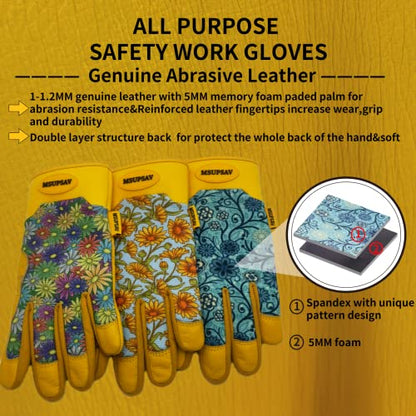 Cute Pattern Gardening Gloves,Thornproof Garden Glove,Gardener Gift - color: 2 Pairs Per Pack-blue, size: Large