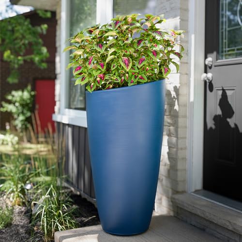 Mayne Modesto 42in Tall Round Modern Planter, Neptune Blue - color: Neptune Blue, size: 42 Inch