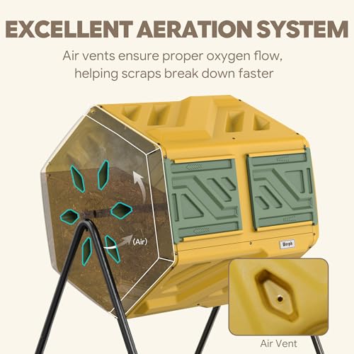 Werph 43 Gal Outdoor Compost Bin for Garden & Kitchen Waste, Yellow - color: Yellow