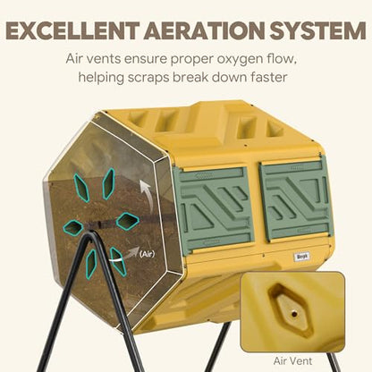 Werph 43 Gal Outdoor Compost Bin for Garden & Kitchen Waste, Yellow - color: Yellow