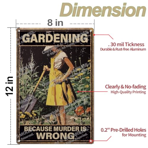 8x12″ Gardening Sign | Funny Garden Decor, Murder Is Wrong, 2337 - style: Murder Is Wrong