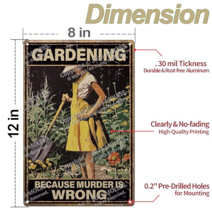 8x12″ Gardening Sign | Funny Garden Decor, Murder Is Wrong, 2337 - style: Murder Is Wrong