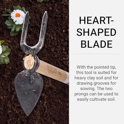 Adler 1919 Germany The Daisy Pointed Garden Hoe & Fork 41" (AG12) - style: Daisy Pointed Hoe & Cultivator 41" Medium