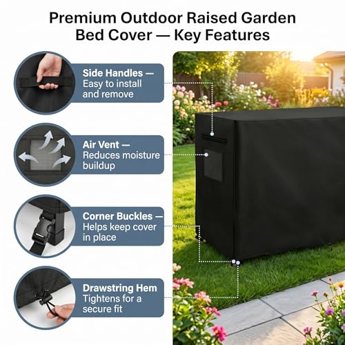 Raised Garden Bed Cover, Winter Waterproof Planter Box Tarp