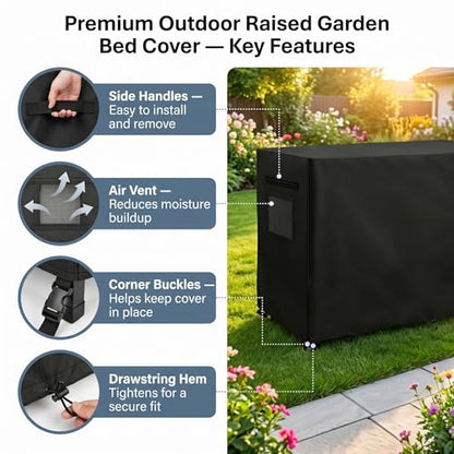 Raised Garden Bed Cover, Winter Waterproof Planter Box Tarp
