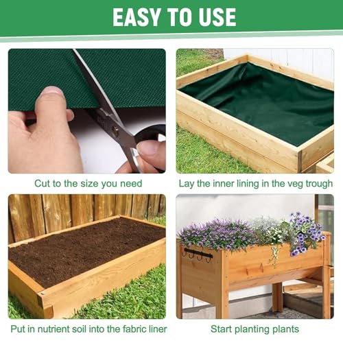 63×114 Inch Raised Garden Bed Liner, Heavy Duty Green Planter Fabric Liner - color: Green