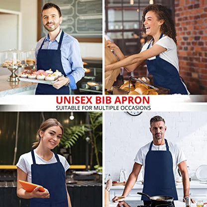 Utopia Kitchen Bib Aprons 10 Pack Adjustable With 2 Pockets - color: Navy