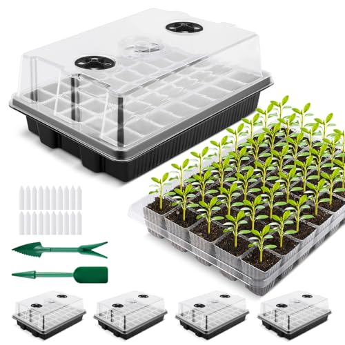 YAUNGEL XL Seed Starter Tray, 160 Cells, 4-Pack with Humidity Domes, Black - color: Black