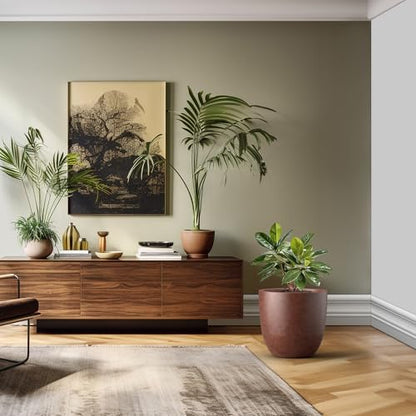 Kante Large Round Bowl Rusty Concrete Planter 18" Dia, Outdoor - color: Rusty, size: 18"d