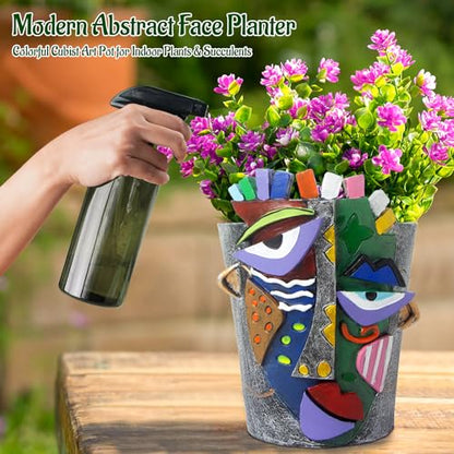 Mrlikale Abstract Face Planter Pots, Unique Head Planter with Drainage Hole - color: Abstract Face 1, size: Large