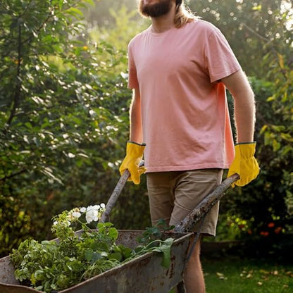 OZERO Cowhide Leather Work Gloves, Gardening, Flex Grip, 3 Pairs, Gold, XL - color: Gold(3 Pair), size: X-Large