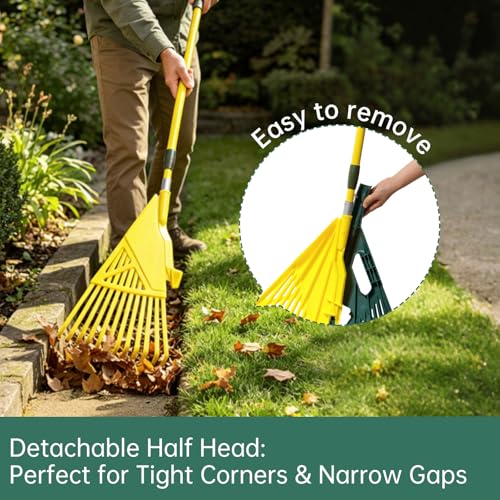 YEITSNOW 2-Pack Adjustable Garden Rake 71” Long with 26-inch Wide Poly Leaf Rake Detachable Leaf Scoops Grabbers for Patio Lawn Yard Outdoor Shrub Grass Bush