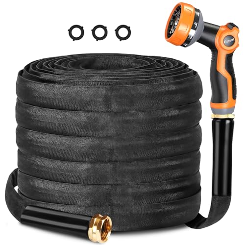 Garden Hose 75FT, Camper Water Hose with Nozzle Flexible Garden Water Hose - Burst-Resistant, Kink-Free, High-Pressure, All-Weather Use for Lawns, Gardens, and Outdoor Cleaning - size: 75FT