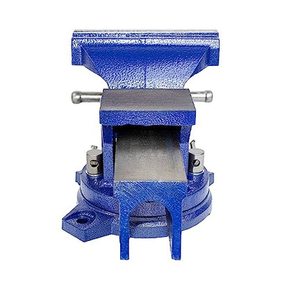 HFS(R) 4" Heavy Duty Bench Vise Anvil with 360° Swivel Locking Base Desktop Clamp - FS Blue Design - size: 4''