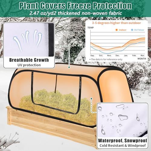 2 Pack Pop Up Plant Covers Freeze Protection for Raised Beds, 45"X22"X16"