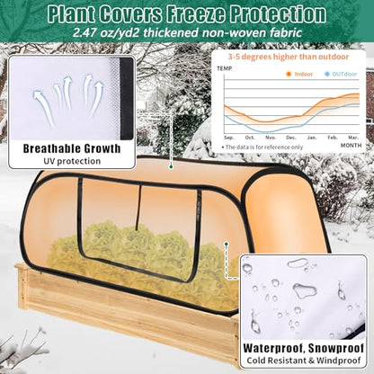 2 Pack Pop Up Plant Covers Freeze Protection for Raised Beds, 45"X22"X16"
