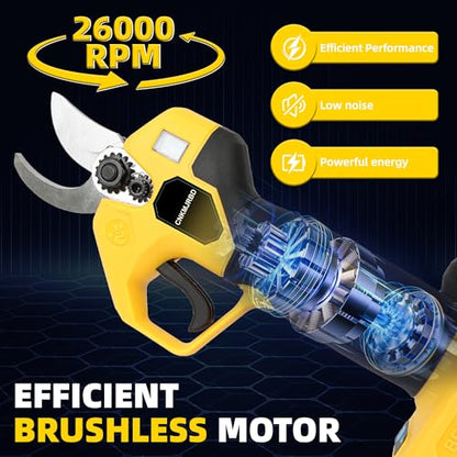 Pruning Shears Compatible with Dewalt 20V Battery,LCD Display SK5 Blades - color: Yellow