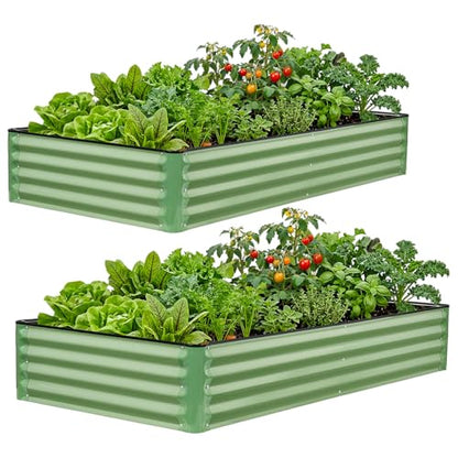 2 Pack 6x3x1 FT Galvanized Raised Garden Bed, Green - size: 6x3x1 (Pack of 2)