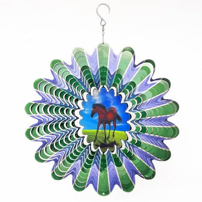 Animated Horse Wind Spinner- 3D Hanging Wind Sculptures & Catcher - color: Animated Horse
