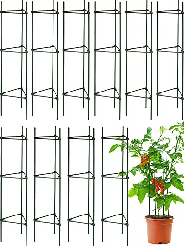 Chunful 10 Packs Tomato Cages for Garden Support up to 48", Green - color: Green