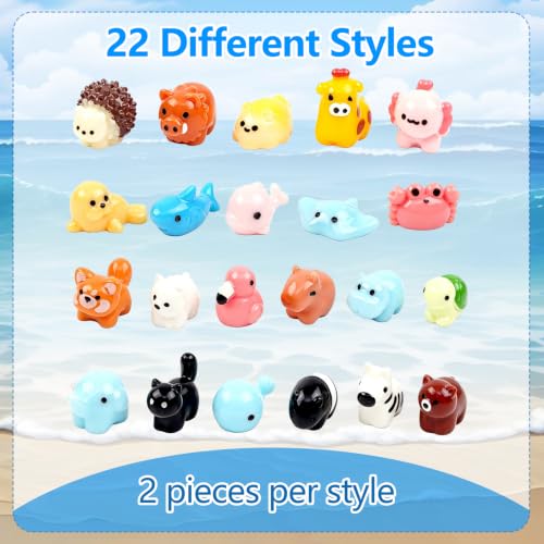 44PCS Mini Resin Animals Variety Pack 22 Style Tiny Resin Animal Figurines - color: Fixed Color Ctyle-d