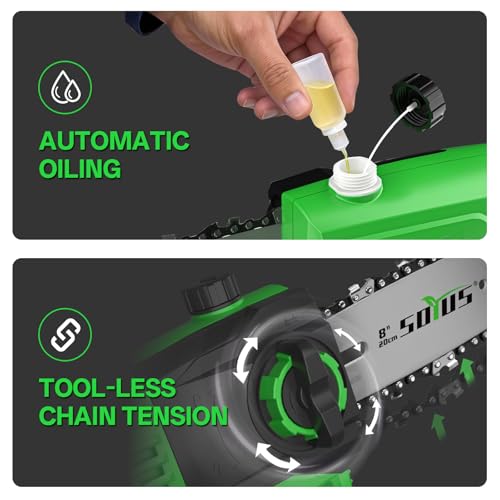 SOYUS 2-in-1 8-Inch Pole Saw & 18-Inch Pole Hedge Trimmer 2x 3.0Ah Battery - color: Clover Green