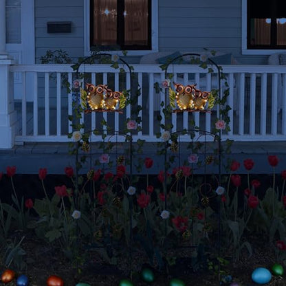 Solar Owl Garden Trellis Metal Climbing Plant Stake - color: Owl