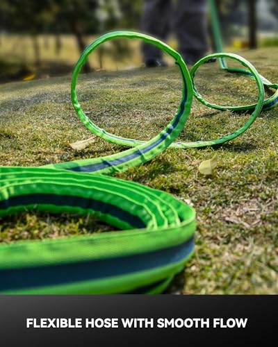RAINPOINT Garden Hose 50FT, Up to 60% Lighter Non-Expanding Water Hose with TPE Inner Tube, Lightweight & Flexible Anti-Kink Hose, 800D Oxford Fabric, Weather-Resistant, 450PSI Burst, 3/4" Fittings - size: 50FT