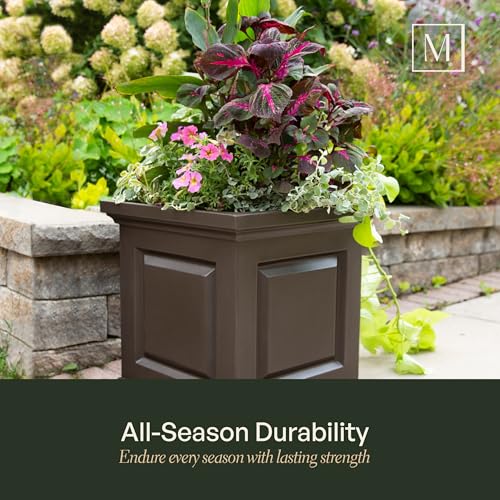 Mayne Nantucket 20in Self-Watering Square Planter, Black - color: Black