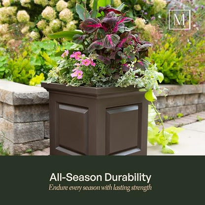 Mayne Nantucket 20in Self-Watering Square Planter, Black - color: Black
