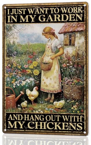 8x12″ Chicken Coop Sign, Funny Garden Decor, Garden & Chickens, 2486 - style: Hangout with Chickens