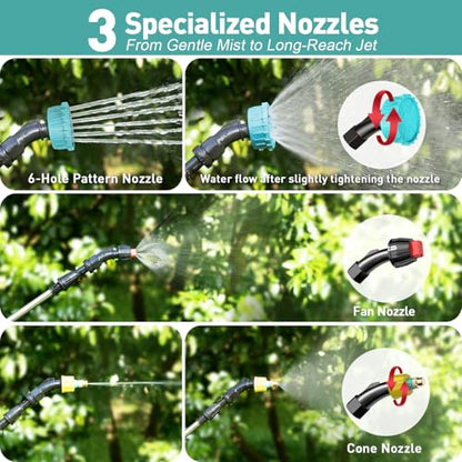 Battery Powered Garden Sprayer 1.8 Gallon, Lightweight 3 Nozzles,5 Patterns