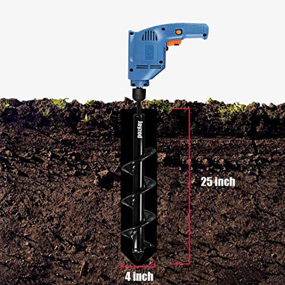 Auger Drill bit for Planting 4"X25" Garden Auger Spiral Drill Bit for Bulb & Bedding Plant for 3/8” Hex Drive Drill