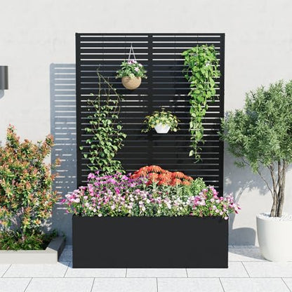 GarveeLife Metal Planter Box with Trellis 71"x47"x16", with Drainage Holes - color: Strips, size: no wheel