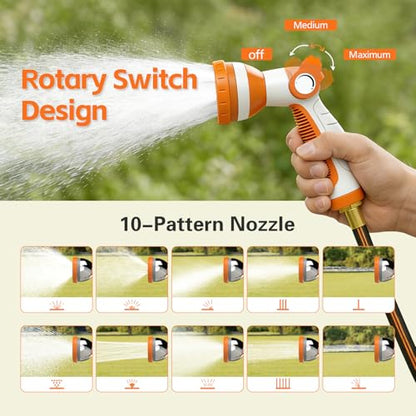Retractable Garden Hose Reel 100 FT, 1/2" Heavy Duty Garden Hose - color: White & Orange