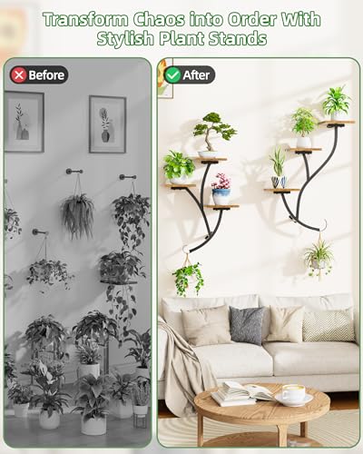 2 Pack Wall Mounted Plant Holder, 6-Tier Hanging Planters for Indoor Plants