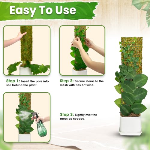 DUSPRO 2 Pack 22" Flat Mesh Moss Poles, Pre-Made & Easy to Set Up - color: Flat Moss Pole