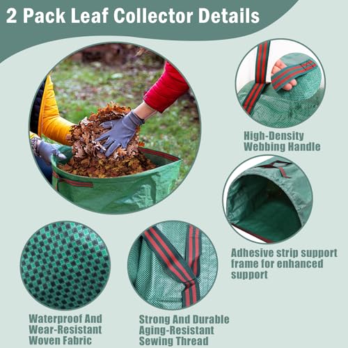Ideal Swan 72 Gallon Reusable Yard Leaf Bag Holder, 2 Pack Waste Collector
