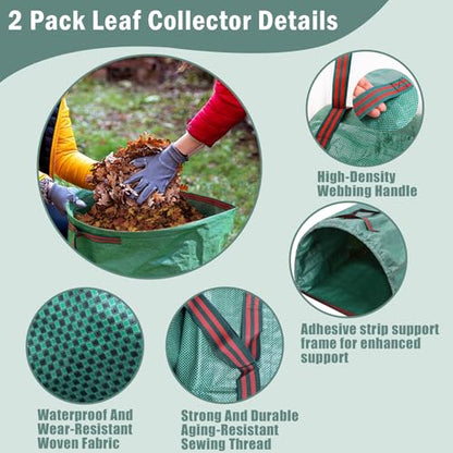 Ideal Swan 72 Gallon Reusable Yard Leaf Bag Holder, 2 Pack Waste Collector
