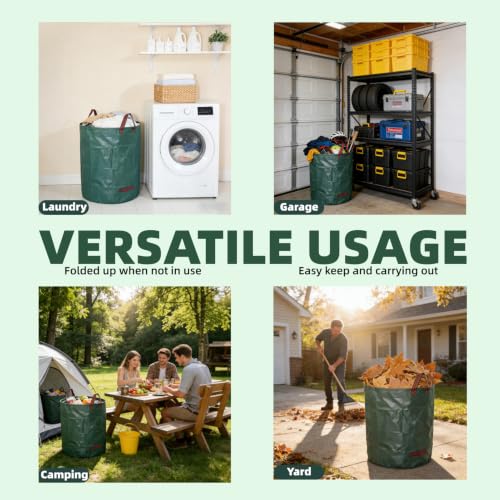 3 Pack 72 Gallon Reusable Yard Waste Bags - size: 3-Pack Bags & 1 Pair of Gloves