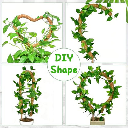 Moss Pole Monstera Plant Support 2 Pack 28 Inch Bendable Moss Pole for Monstera Plants Indoor Handmade Coco Coir Pole Plant Sticks Support Stakes for Potted Plants Philodendron to Grow Upwards - size: 28" with jute rope and straps