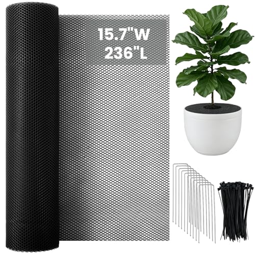 15.7" x 236" Cuttable Plant Pot Grid Set, Cat Plant Blocker Set - color: BLACK-15.7" x 236"